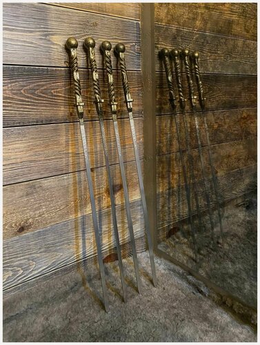 Изображение товара Шампура/ шампура для мангала/ набор шампуров/ шампур кованый золотой оттенок Шар Волна