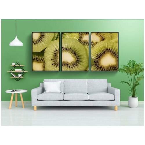фото Набор модулных постеров для интерьера "киви, фрукты, зеленый" 60x90 см. в тубусе, без рамки lotsprints