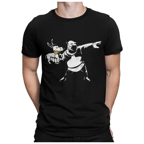 Футболка Design Heroes Шрек в стиле Бэнкси Мужская Черная S