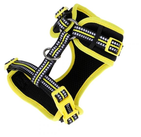 Шлейка для собак DOOG "NEOFLEX BOLT", чёрный с жёлтым кантом, S (Австралия) - фотография № 2
