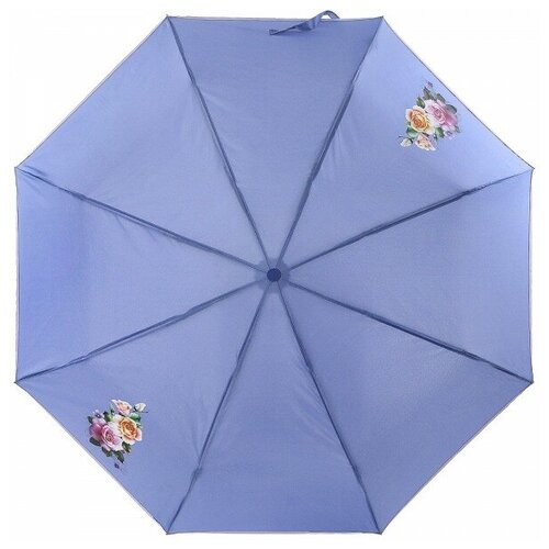 Зонт ArtRain, автомат, 3 сложения, купол 94 см, 8 спиц, для женщин, голубой