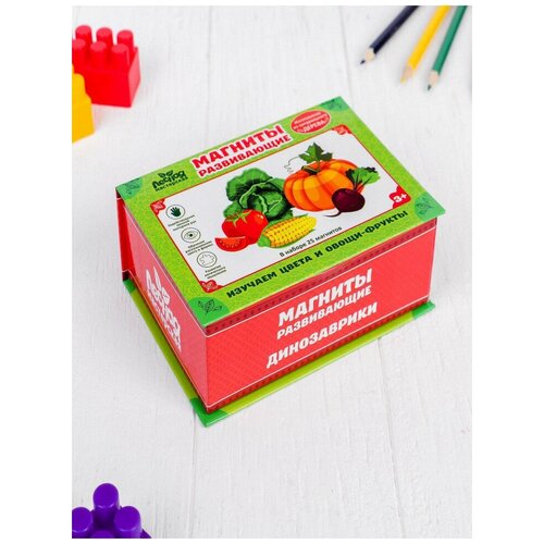 Развивающие магниты Изучаем цвета и овощи - фрукты набор 25 шт Лесная Мастерская 706₽