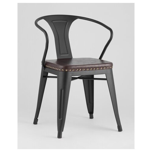 фото Стул tolix arms soft с подлокотниками черный матовый(комплект 2 шт) stool group