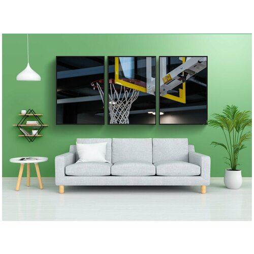 фото Модульный постер "баскетбол, корзина, спорт" 180x90 см. из 3х частей в тубусе, без рамки lotsprints