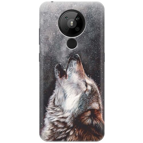 ультратонкий силиконовый чехол накладка для oppo find x2 pro с принтом морозный волк Ультратонкий силиконовый чехол-накладка для Nokia 5.3 с принтом Морозный волк