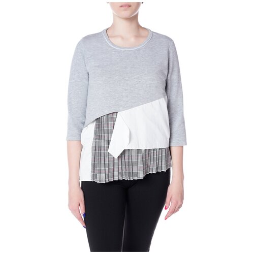 Блуза  LJVE, повседневный стиль, полуприлегающий силуэт, укороченный рукав, размер UNI, серый