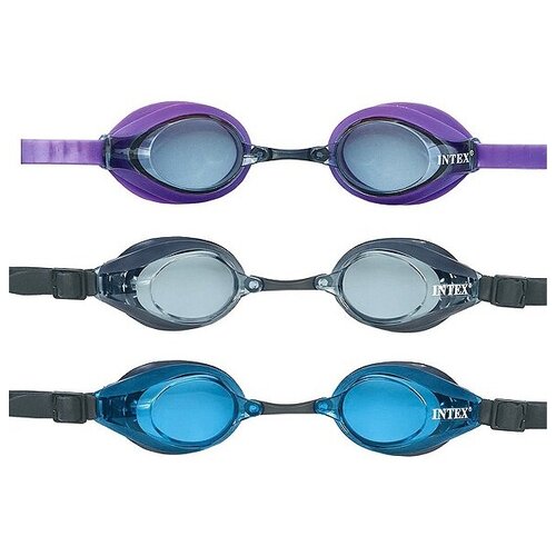 фото Очки для плавания intex, pro racing, 55691, черный, от 8 лет