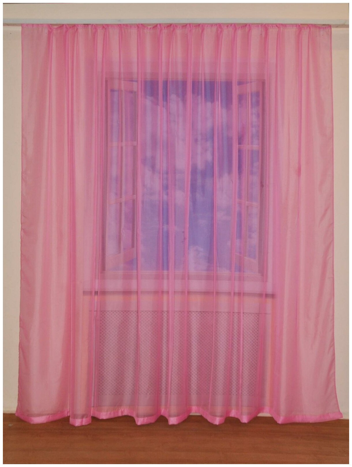 Штора вуаль Домалетто 300*250см, ярко-розовая - фотография № 1