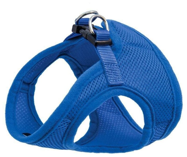 Шлейка-жилетка для собак Триол Мягкая с поводком, цвет: синий - фото №1
