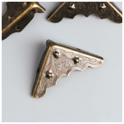 фото Арт узор уголок металл "растительный" бронза набор 4 шт 4х4 см