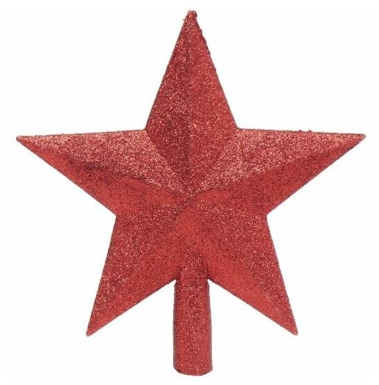 Верхушка на елку Звезда сверкающая красная 20 см пластик