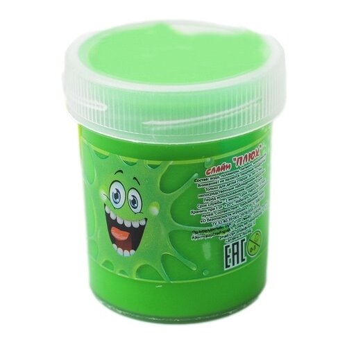 Слайм Плюх, зелёный с шариками, туба 40 г слайм плюх зелёный с шариками туба 40 г