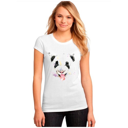 фото "женская белая футболка панда, язык, нос". размер xl drabs