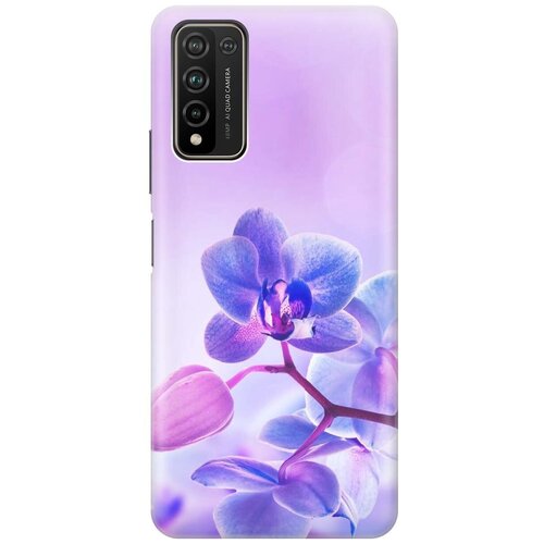 фото Ультратонкий силиконовый чехол-накладка для honor 10x lite с принтом "лиловые орхидеи" gosso