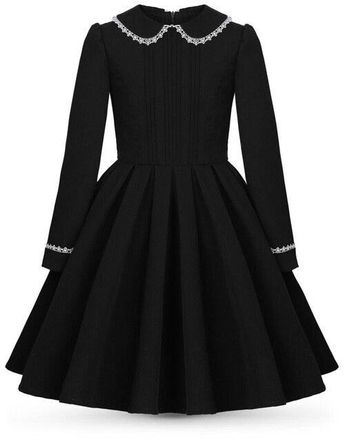Школьное платье Alisia Fiori, однотонное, размер 122-128, черный, белый