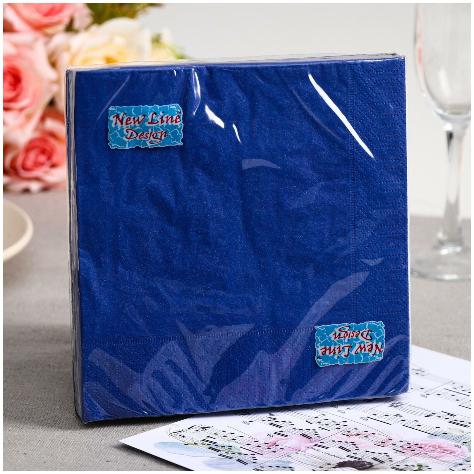 фото Салфетки бумажные New Line FRESCO Синий, 3-слоя 20 листов 33*33