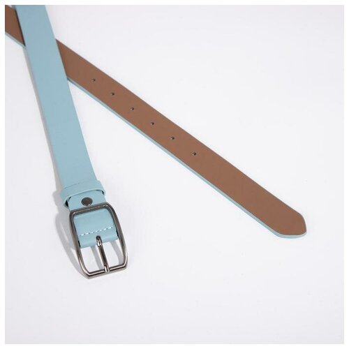 фото Ремень женский, ширина 3 см, винт, пряжка метал, цвет голубой