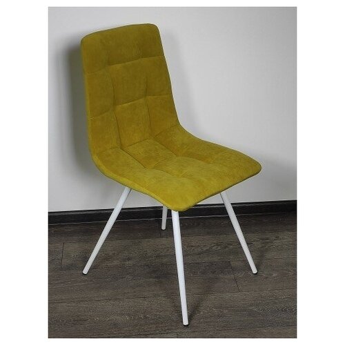 фото Evita/стул/ стул элвис тк.велюр горчица,ноги белые /стул для кухни/стул для гостиной/стул на металлических ножках
