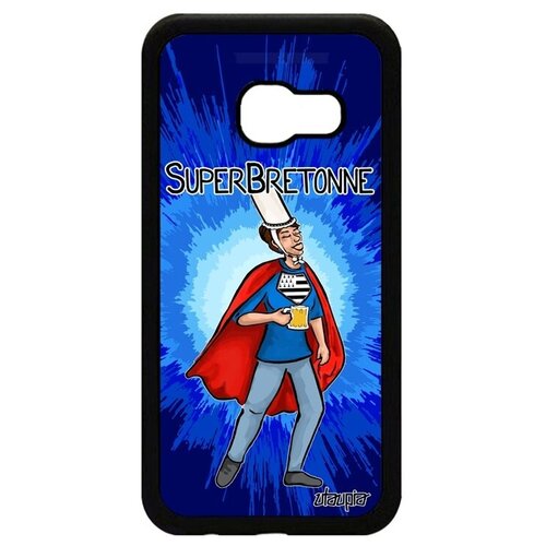 фото Необычный чехол на // samsung galaxy a3 2017 // "супербретонка" рисунок супергерой, utaupia, синий