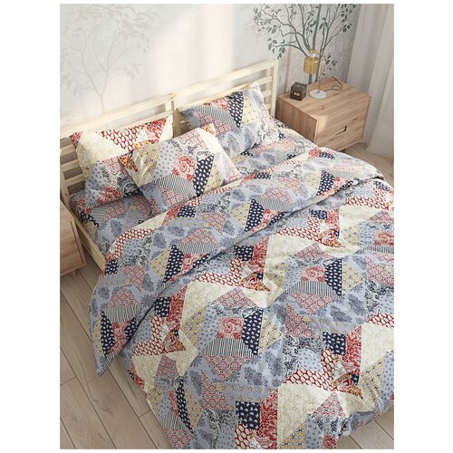 фото Постельное белье сказка "пэчворк" 1,5- сп наволочка 70х70 см 2 шт простынь 150х215 см пододеяльник 145х215 см