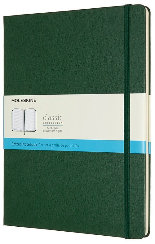 Блокнот Moleskine CLASSIC QP093K15 19х25 см, 192 стр. в точку, твердая обложка, зеленый