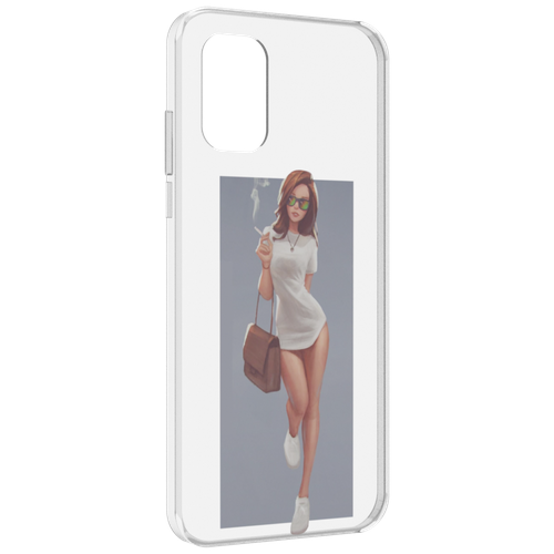 Чехол MyPads девушка-в-белой-футболке женский для Nokia G21 задняя-панель-накладка-бампер