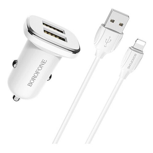 Зарядное устройство Borofone BZ12 Lasting 2xUSB + кабель Lightning White 6931474708656 зарядное устройство borofone ba35a с кабелем apple lightning white