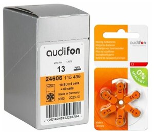 Батарейки для слуховых аппаратов AUDIFON Audifon 13 (ZA13, PR48, AC13, DA13) 60шт