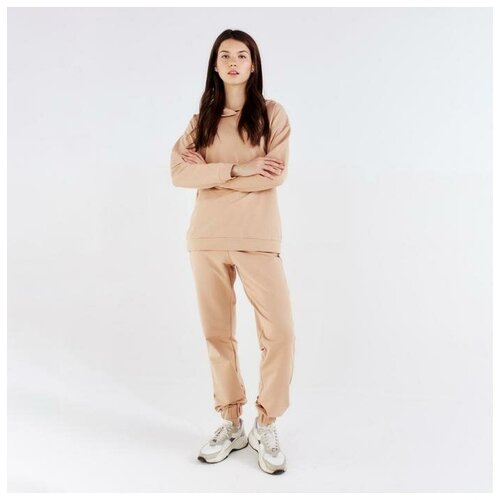 фото Костюм minaku, худи и брюки, спортивный стиль, свободный силуэт, карманы, размер 42, бежевый