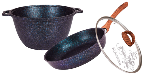 Набор посуды Kukmara Granit Ultra 4 пр. синий 2 шт. 4 кг