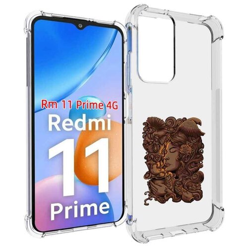 Чехол MyPads девушка с длинными волосами абстракция для Xiaomi Redmi 11 Prime 4G задняя-панель-накладка-бампер чехол mypads девушка с очень длинными волосами женский для xiaomi redmi 11 prime 4g задняя панель накладка бампер