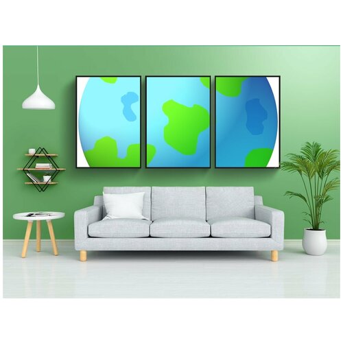 фото Набор модулных постеров для интерьера "мир, земля, графический" 60x90 см. в тубусе, без рамки lotsprints