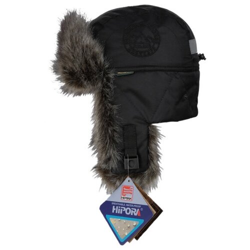 Мембранная шапка-ушанка с фольгированной подкладкой NordKapp Talvi Badger MX Black 577 барсук, черный