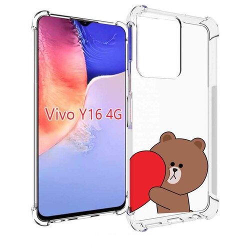 Чехол MyPads медвежонок детский для Vivo Y16 4G/ Vivo Y02S задняя-панель-накладка-бампер