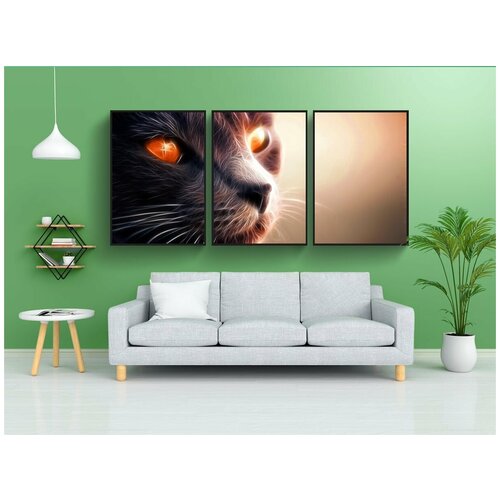 фото Набор модулных постеров для интерьера "кот, кошачий, талисман" 60x90 см. в тубусе, без рамки lotsprints