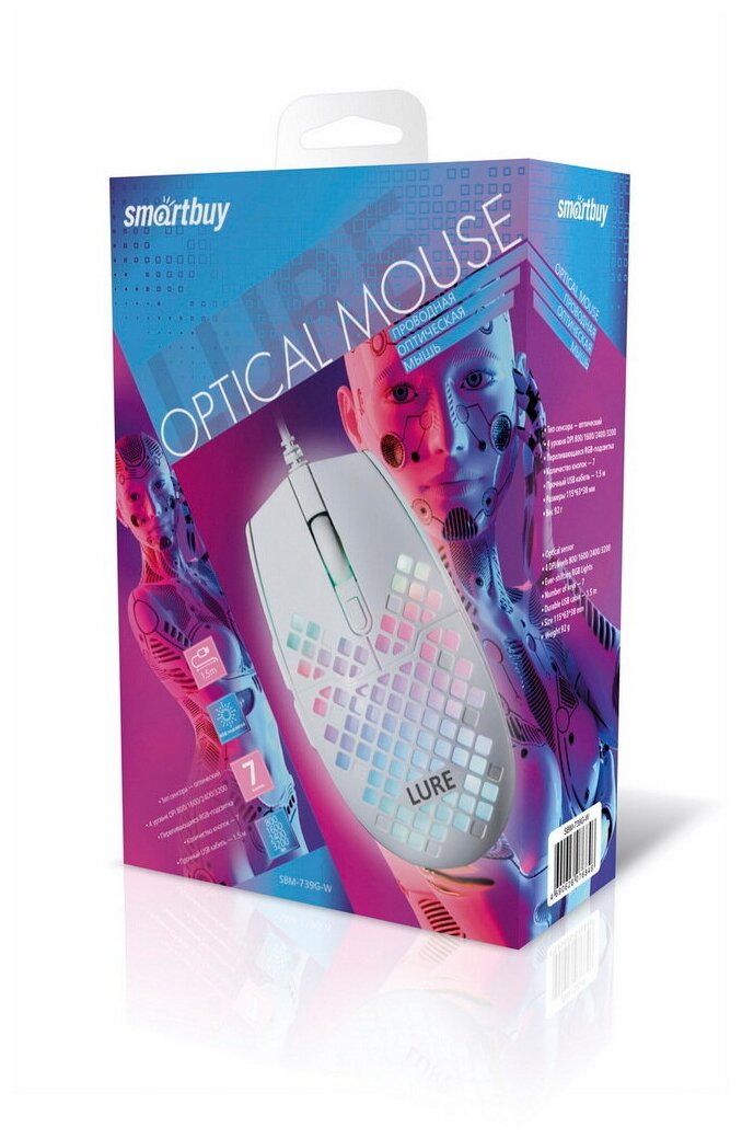Мышь игровая проводная Smartbuy Lure белая SBM-739G-W