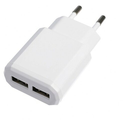 Сетевое зарядное устройство LuazON LN-120AC, 2 USB, 2.1/1 A, белое