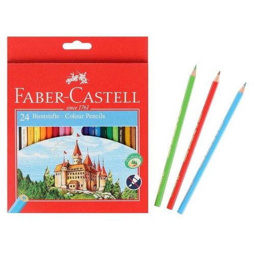 FABER-CASTELL Карандаши 24 цвета Faber-Castell Eco «Замок» 1201 7/2.8, шестигранный корпус