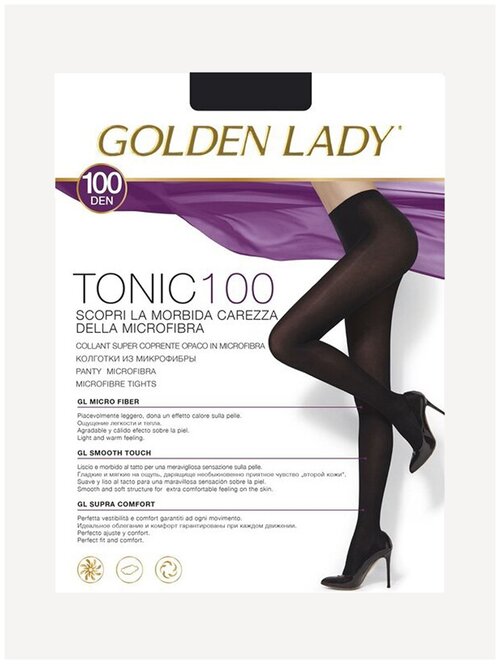 Колготки  Golden Lady Tonic, 100 den, с ластовицей, матовые, размер 4, черный