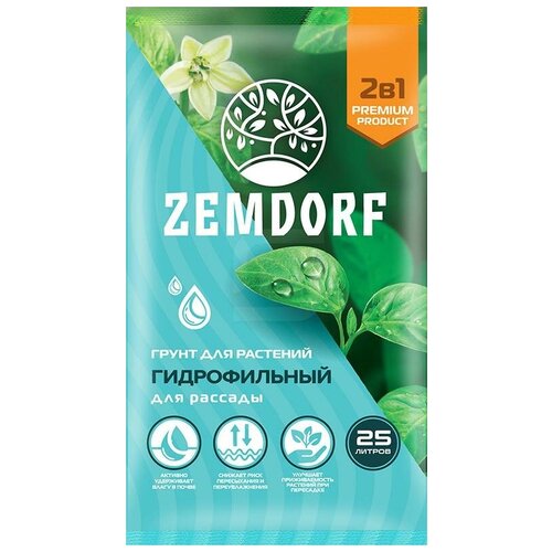 Грунт Zemdorf Гидрофильный для рассады голубой, 25 л, 12.6 кг почвогрунт zemdorf гидрофильный для рассады 25 л
