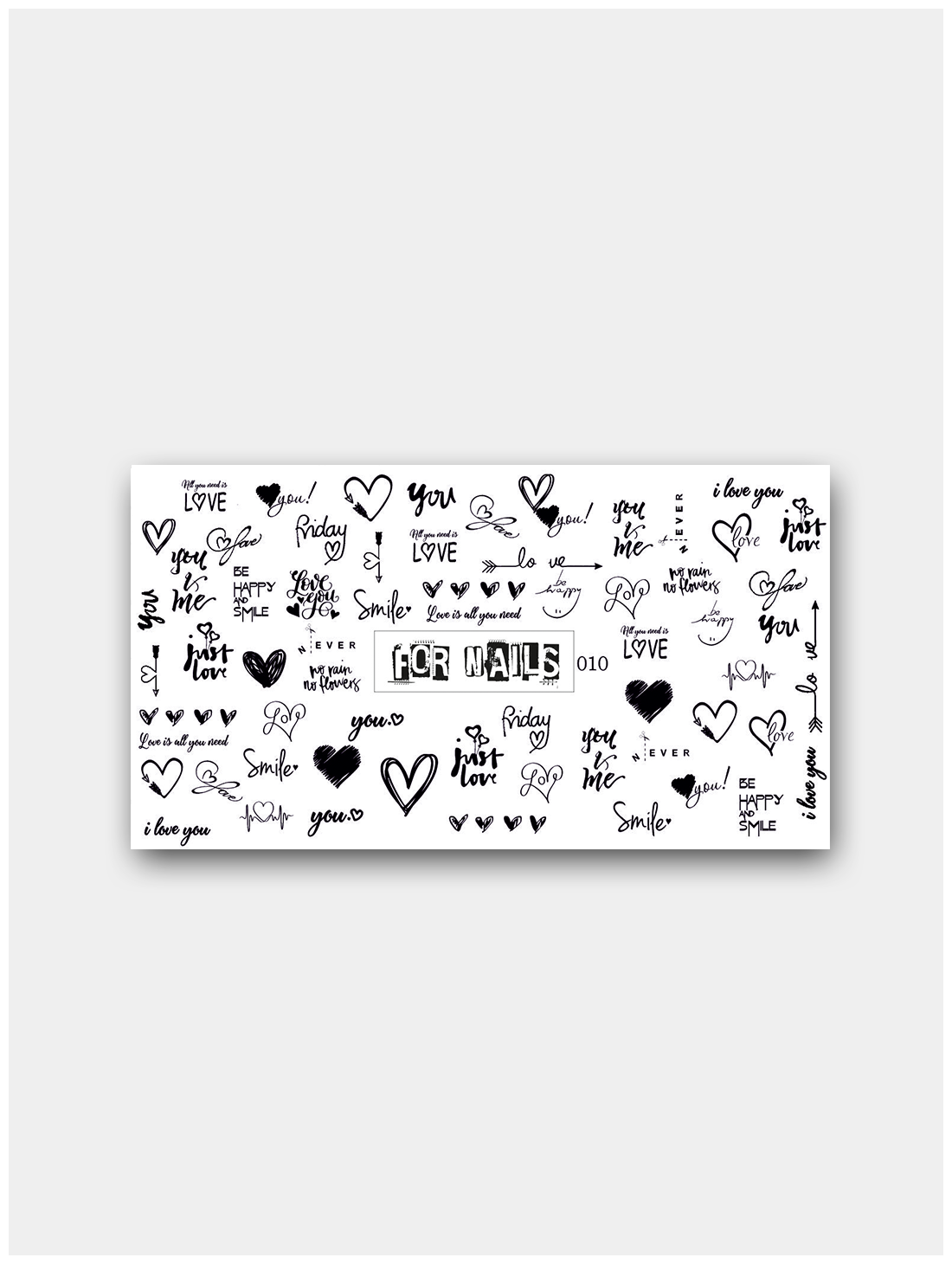 Слайдер (водные наклейки) для дизайна ногтей FN010 Love Слова