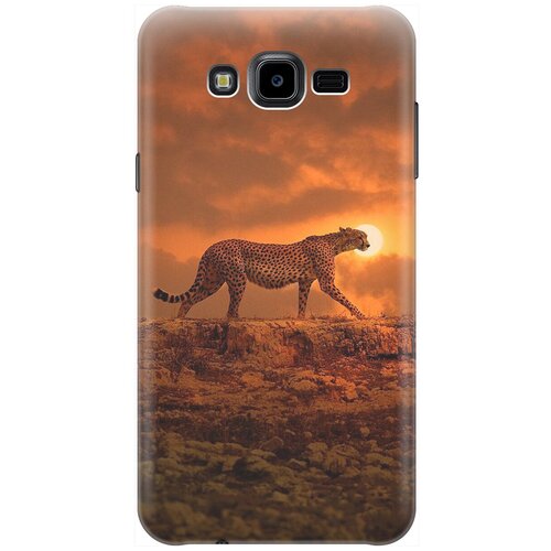 фото Силиконовый чехол на samsung galaxy j7 neo / самсунг джей 7 нео с принтом "закатный гепард" gosso