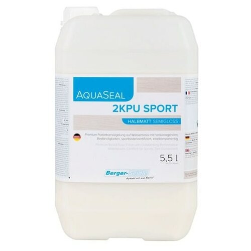 Двухкомпонентный полиуретановый лак на водной основе для спортивных залов Berger-Seidle Aqua-Seal 2KPU Sport матовый 5.5 л