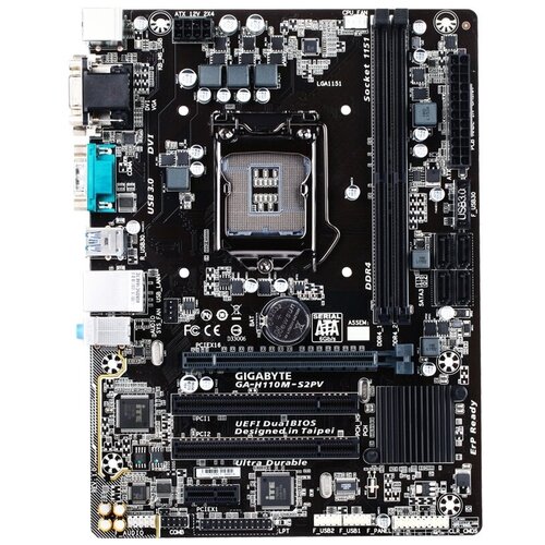 Материнская плата GigaByte GA-H110M-S2PV Socket 1151 H110 2xDDR4 1xPCI-E 16x 2xPCI 1xPCI-E 1x 4 mATX Retail 480400₽