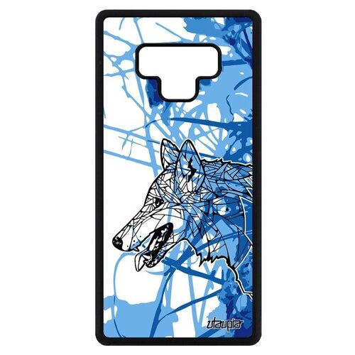 фото Защитный чехол на смартфон // galaxy note 9 // "волк" зверь хаски, utaupia, голубой