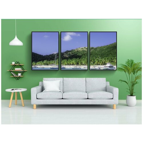 фото Набор модулных постеров для интерьера "плыть, яхта, пляж" 60x90 см. в тубусе, без рамки lotsprints