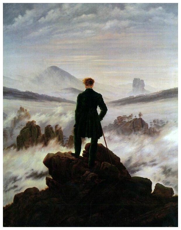 Репродукция на холсте Странник над морем тумана (The Wanderer above the Sea of ​​Fog) Фридрих Каспар Давид 50см. x 64см.