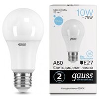 Светодиодная лампа GAUSS LED Elementary A60 10W E27 950lm 6500K (упаковка 10 шт)