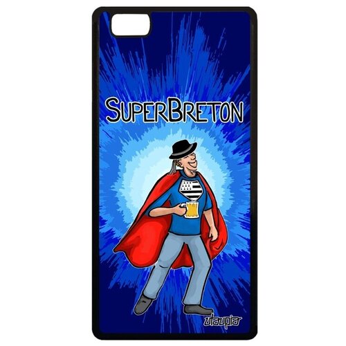 фото Защитный чехол на смартфон // huawei p8 lite 2015 // "супербретонец" смешной бретань, utaupia, синий