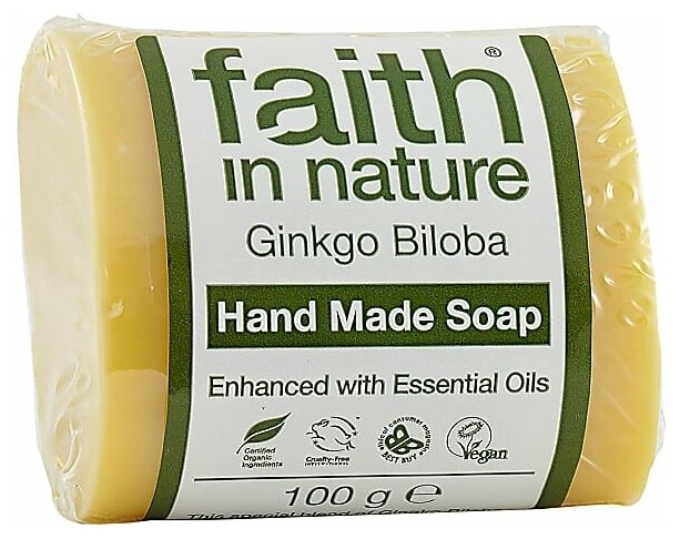 фото Антивозрастное мыло ручной работы с экстрактом Ginkgo Biloba, faith in nature 100г